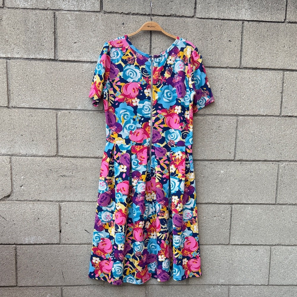 Colorful Floral Knee-Length Disney Dress in Pink, Blue & Purple - Picture 7 of 7